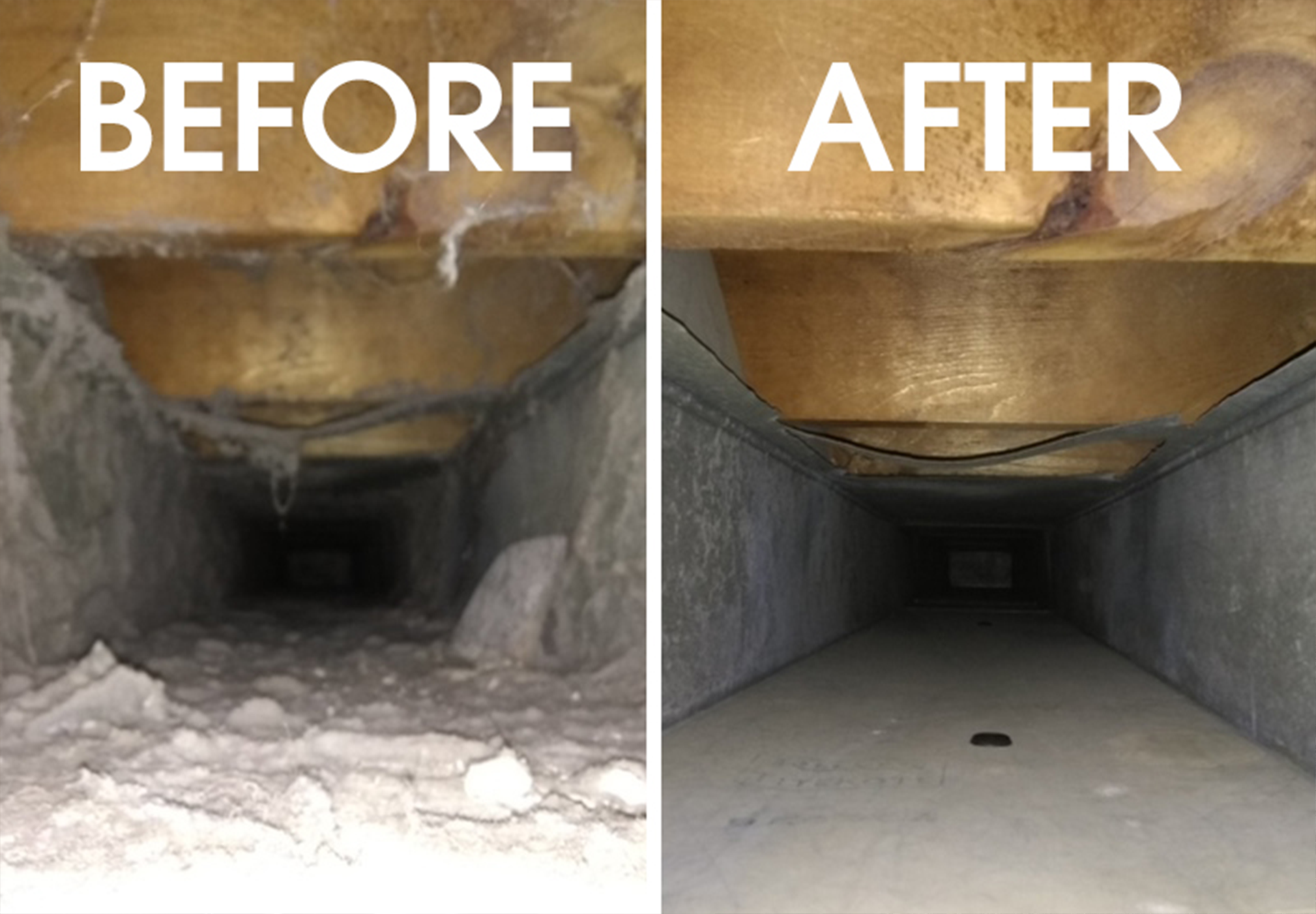 before and after air duct cleaning